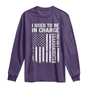 Patriotic American Flag Grandfather Pride Long Sleeve Shirt I Used To Be In Charge Granddaughter Funny Grandpas Girls Distressed USA Style TS02 Purple Print Your Wear