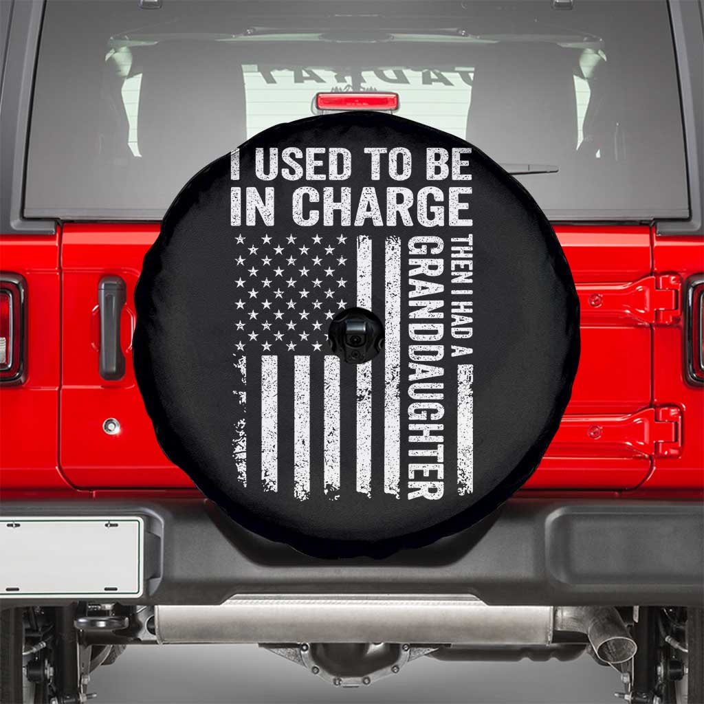 Patriotic American Flag Grandfather Pride Spare Tire Cover I Used To Be In Charge Granddaughter Funny Grandpas Girls Distressed USA Style