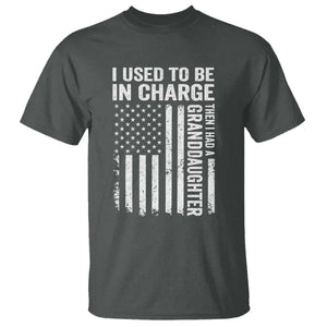 Patriotic American Flag Grandfather Pride T Shirt I Used To Be In Charge Granddaughter Funny Grandpas Girls Distressed USA Style TS02 Dark Heather Print Your Wear