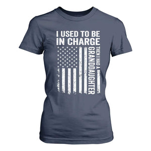 Patriotic American Flag Grandfather Pride T Shirt For Women I Used To Be In Charge Granddaughter Funny Grandpas Girls Distressed USA Style TS02 Navy Print Your Wear