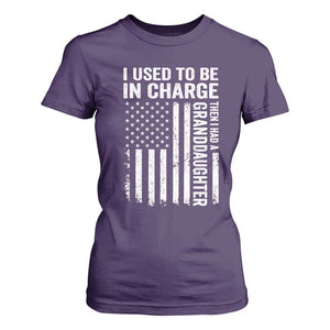 Patriotic American Flag Grandfather Pride T Shirt For Women I Used To Be In Charge Granddaughter Funny Grandpas Girls Distressed USA Style TS02 Purple Print Your Wear