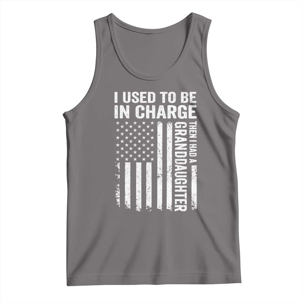 Patriotic American Flag Grandfather Pride Tank Top I Used To Be In Charge Granddaughter Funny Grandpas Girls Distressed USA Style