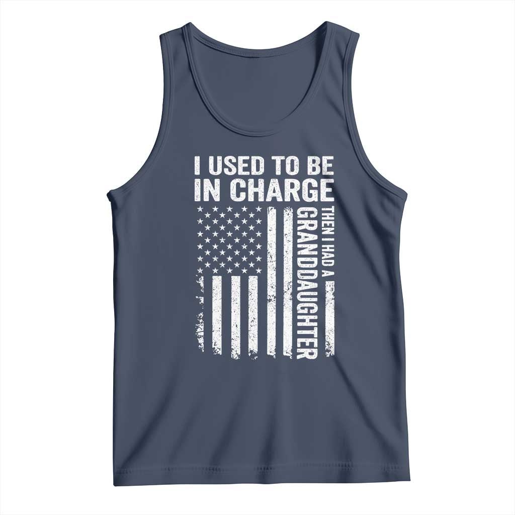 Patriotic American Flag Grandfather Pride Tank Top I Used To Be In Charge Granddaughter Funny Grandpas Girls Distressed USA Style