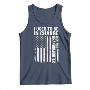 Patriotic American Flag Grandfather Pride Tank Top I Used To Be In Charge Granddaughter Funny Grandpas Girls Distressed USA Style