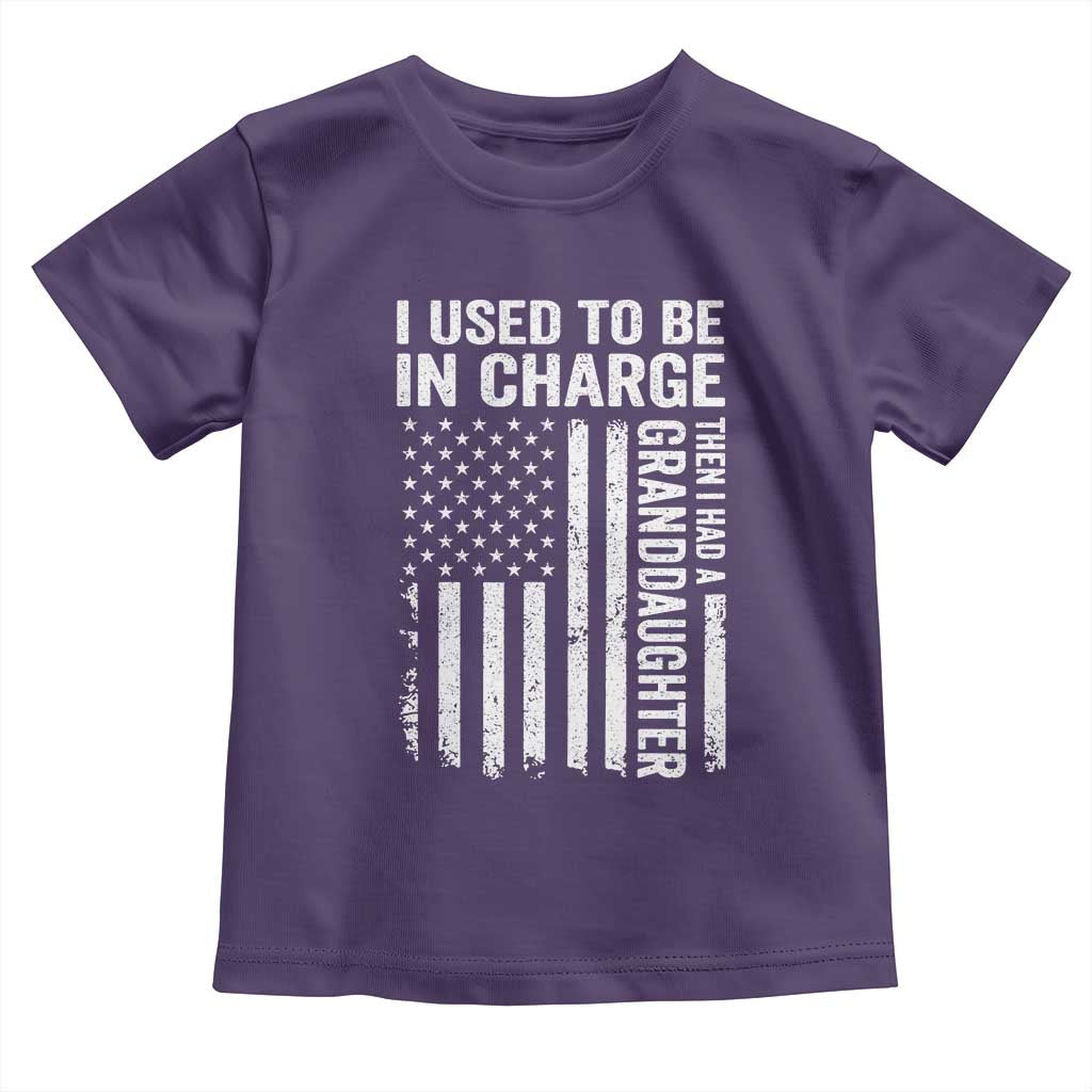 Patriotic American Flag Grandfather Pride Toddler T Shirt I Used To Be In Charge Granddaughter Funny Grandpas Girls Distressed USA Style TS02 Purple Print Your Wear