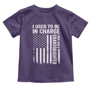 Patriotic American Flag Grandfather Pride Toddler T Shirt I Used To Be In Charge Granddaughter Funny Grandpas Girls Distressed USA Style TS02 Purple Print Your Wear