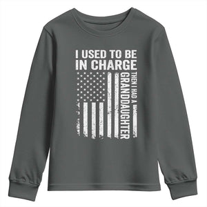Patriotic American Flag Grandfather Pride Youth Sweatshirt I Used To Be In Charge Granddaughter Funny Grandpas Girls Distressed USA Style
