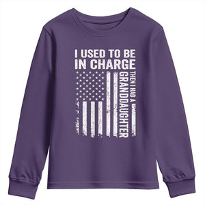 Patriotic American Flag Grandfather Pride Youth Sweatshirt I Used To Be In Charge Granddaughter Funny Grandpas Girls Distressed USA Style