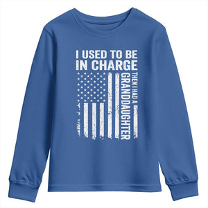 Patriotic American Flag Grandfather Pride Youth Sweatshirt I Used To Be In Charge Granddaughter Funny Grandpas Girls Distressed USA Style
