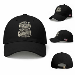 Vintage Style Western Funny Grandpas Girls Baseball Cap I Used To Be In Charge Then I Had A Granddaughter Retro Look TS02 Baseball Cap Universal Fit Black Print Your Wear