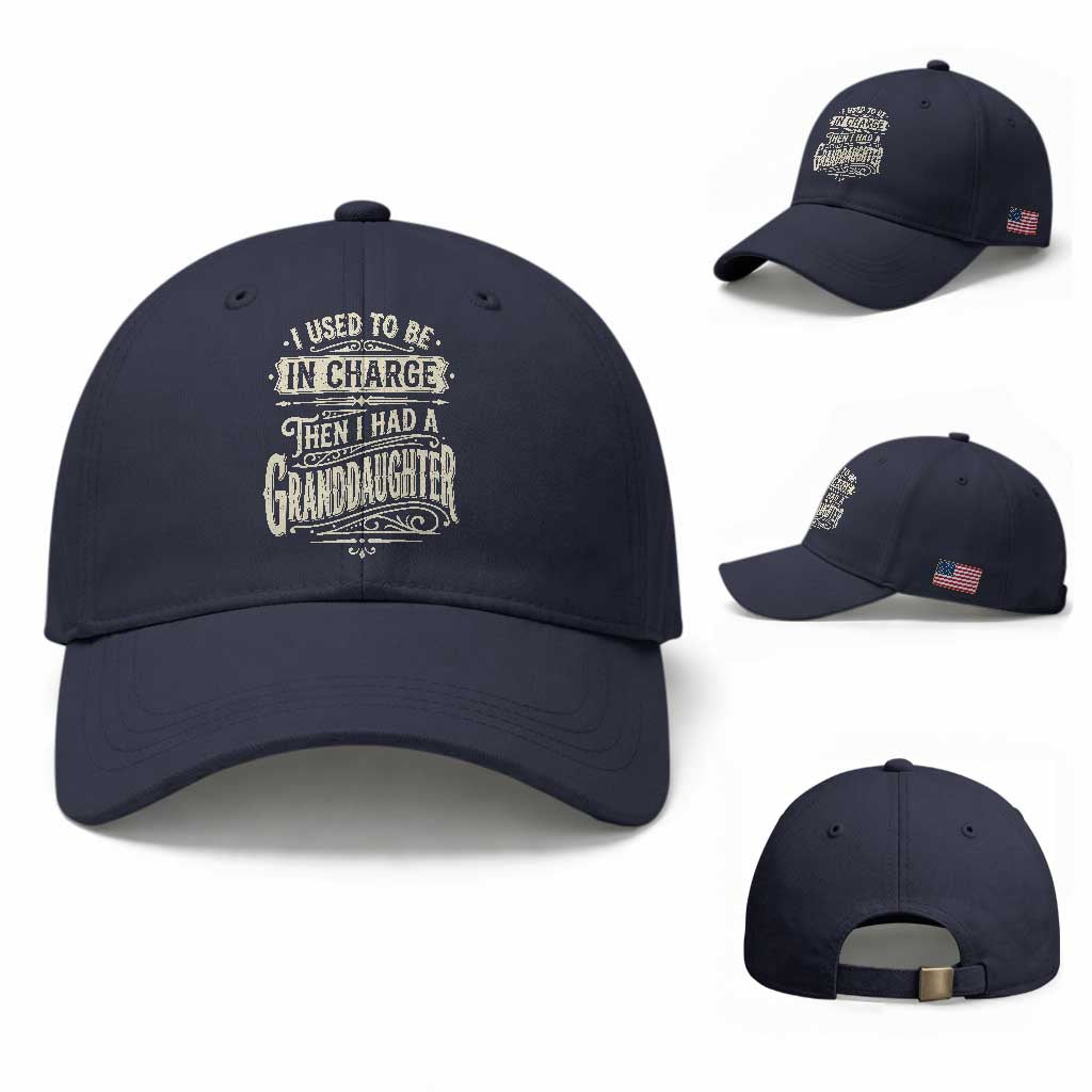 Vintage Style Western Funny Grandpas Girls Baseball Cap I Used To Be In Charge Then I Had A Granddaughter Retro Look TS02 Baseball Cap Universal Fit Navy Print Your Wear
