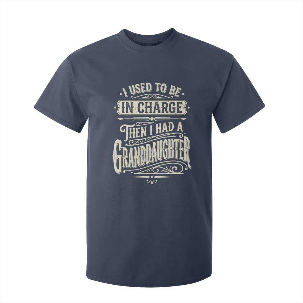Vintage Style Western Funny Grandpas Girls T Shirt For Kid I Used To Be In Charge Then I Had A Granddaughter Retro Look TS02 Navy Print Your Wear