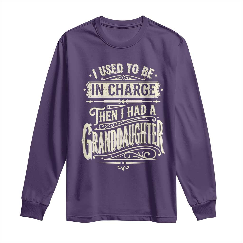 Vintage Style Western Funny Grandpas Girls Long Sleeve Shirt I Used To Be In Charge Then I Had A Granddaughter Retro Look TS02 Purple Print Your Wear