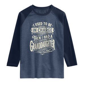 Vintage Style Western Funny Grandpas Girls Raglan Shirt I Used To Be In Charge Then I Had A Granddaughter Retro Look TS02 Heather Denim Navy Print Your Wear