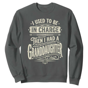 Vintage Style Western Funny Grandpas Girls Sweatshirt I Used To Be In Charge Then I Had A Granddaughter Retro Look TS02 Dark Heather Print Your Wear