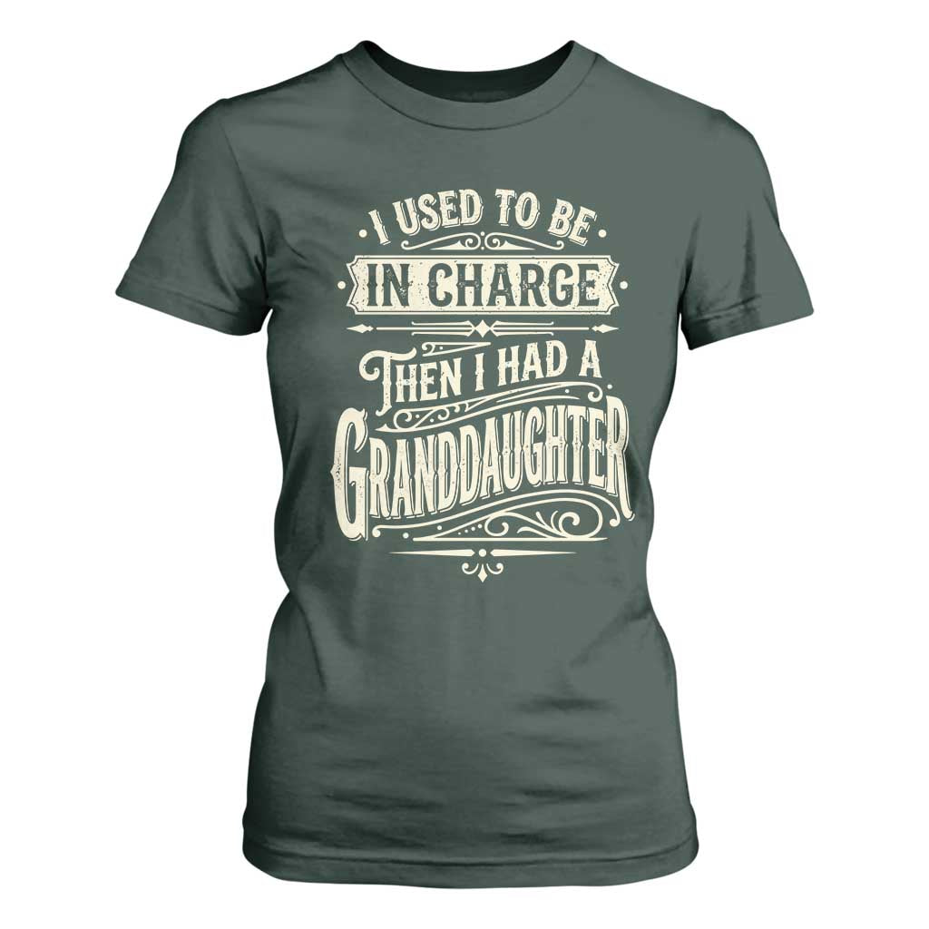 Vintage Style Western Funny Grandpas Girls T Shirt For Women I Used To Be In Charge Then I Had A Granddaughter Retro Look
