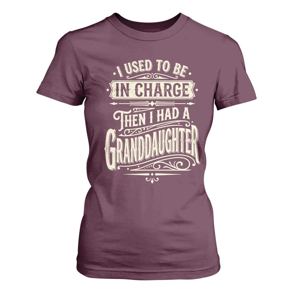 Vintage Style Western Funny Grandpas Girls T Shirt For Women I Used To Be In Charge Then I Had A Granddaughter Retro Look