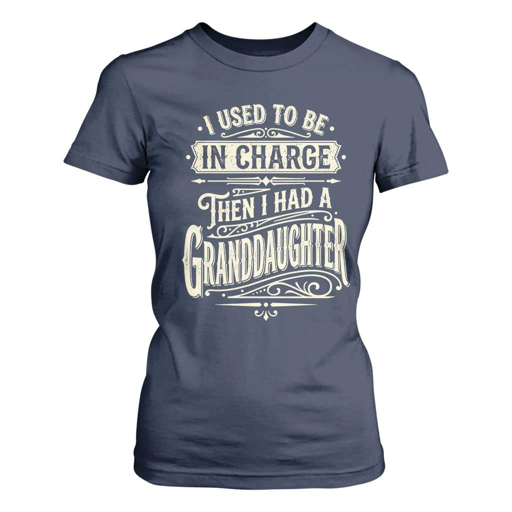 Vintage Style Western Funny Grandpas Girls T Shirt For Women I Used To Be In Charge Then I Had A Granddaughter Retro Look
