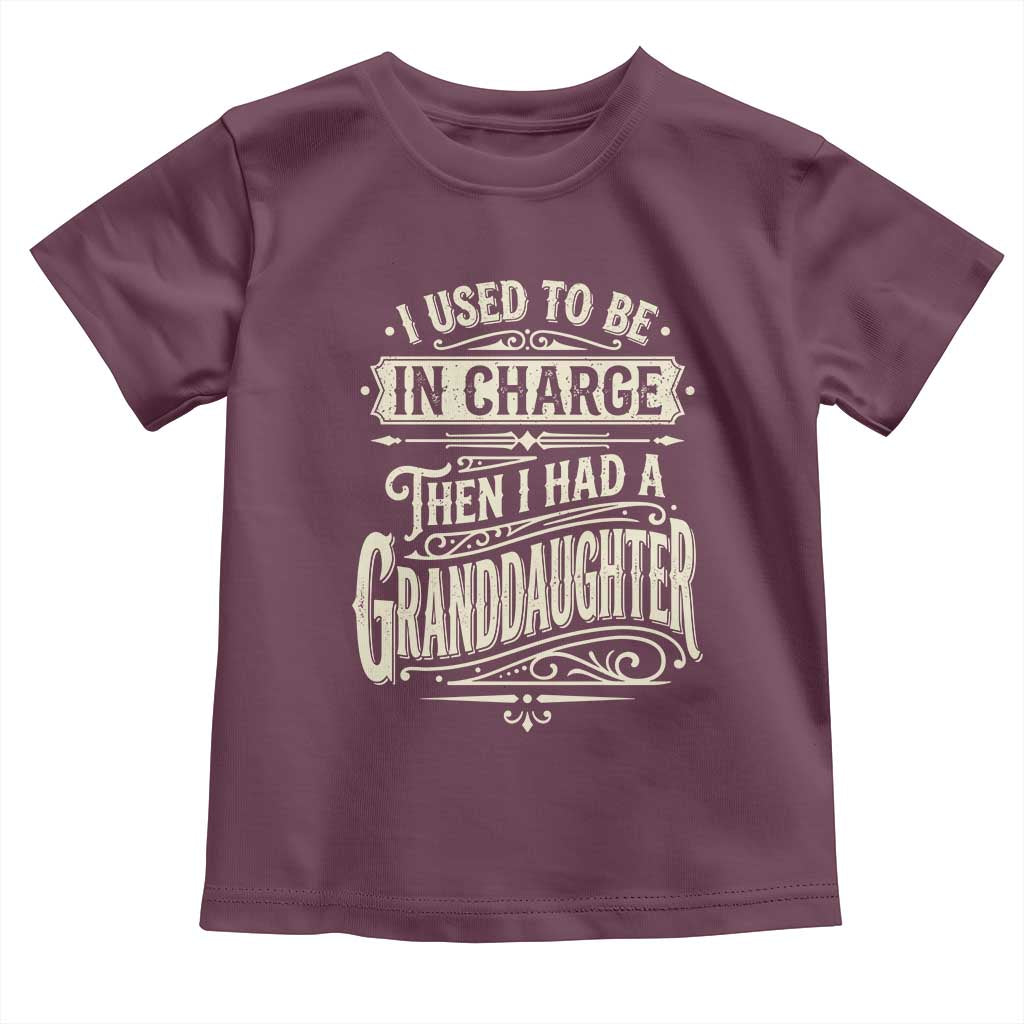 Vintage Style Western Funny Grandpas Girls Toddler T Shirt I Used To Be In Charge Then I Had A Granddaughter Retro Look TS02 Maroon Print Your Wear