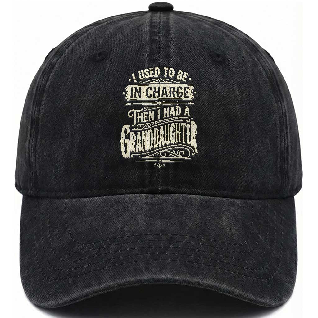 Vintage Style Western Funny Grandpas Girls Washed Cotton Baseball Cap I Used To Be In Charge Then I Had A Granddaughter Retro Look TS02 Print Your Wear