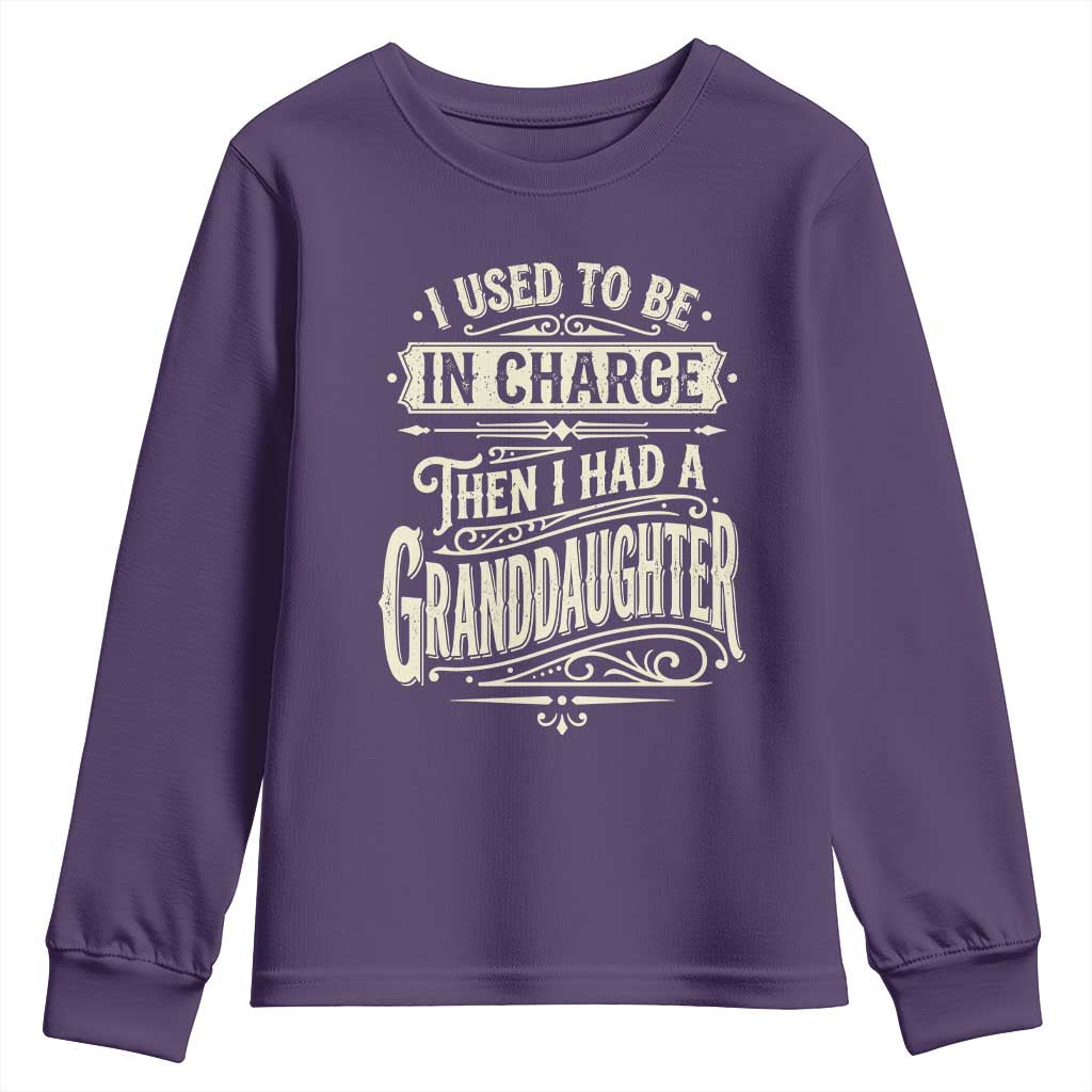 Vintage Style Western Funny Grandpas Girls Youth Sweatshirt I Used To Be In Charge Then I Had A Granddaughter Retro Look TS02 Purple Print Your Wear