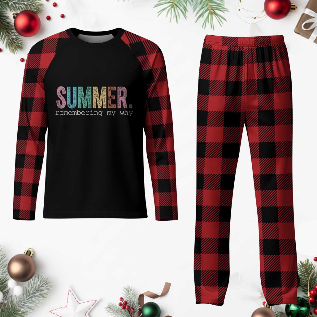 Summer Remembering My Why Plaid Pajama Set Funny Distressed Retro End of School Year Teacher Typography TS02 Buffalo Plaid Print Your Wear