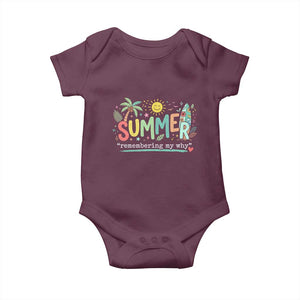 Summer Remembering My Why Baby Onesie Cute Tropical Beach Palm Tree Surfboard Teacher Graphic