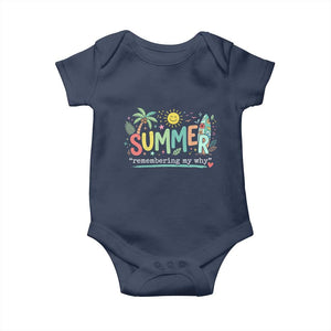 Summer Remembering My Why Baby Onesie Cute Tropical Beach Palm Tree Surfboard Teacher Graphic
