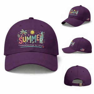 Summer Remembering My Why Baseball Cap Cute Tropical Beach Palm Tree Surfboard Teacher Graphic