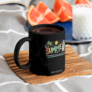 Summer Remembering My Why Coffee Mug Cute Tropical Beach Palm Tree Surfboard Teacher Graphic