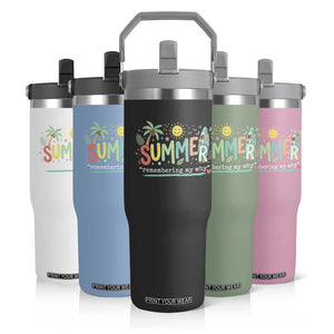 Summer Remembering My Why Flip Straw Tumbler Cute Tropical Beach Palm Tree Surfboard Teacher Graphic TS02 Print Your Wear