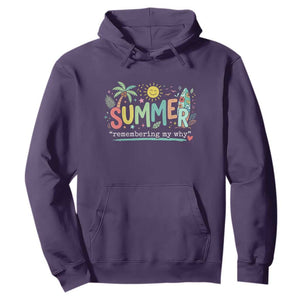 Summer Remembering My Why Hoodie Cute Tropical Beach Palm Tree Surfboard Teacher Graphic TS02 Purple Print Your Wear