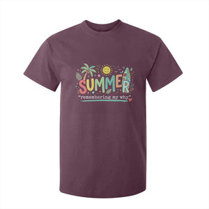 Summer Remembering My Why T Shirt For Kid Cute Tropical Beach Palm Tree Surfboard Teacher Graphic