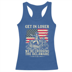 Get In Loser We're Crossing The Delaware Vintage Racerback Tank Top Funny George Washington American Flag Patriotic Fireworks TS02 Royal Blue Print Your Wear