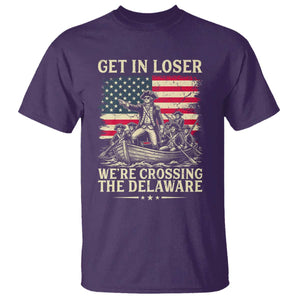 Get In Loser We're Crossing The Delaware Vintage T Shirt Funny George Washington American Flag Patriotic Fireworks TS02 Purple Print Your Wear