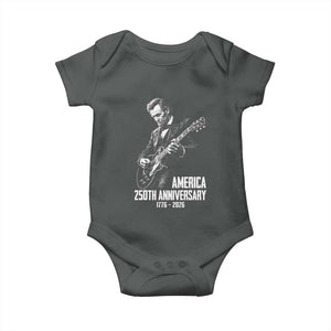 America 250th Anniversary Abraham Lincoln Rock Star Baby Onesie Funny Electric Guitar Player 1776 to 2026 Semiquincentennial TS02 Dark Heather Print Your Wear