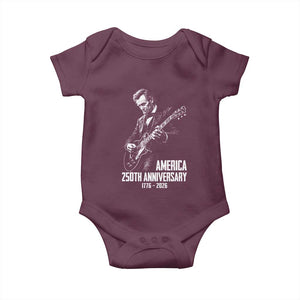America 250th Anniversary Abraham Lincoln Rock Star Baby Onesie Funny Electric Guitar Player 1776 to 2026 Semiquincentennial TS02 Maroon Print Your Wear