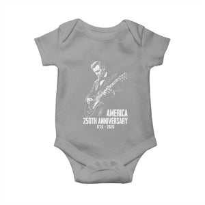 America 250th Anniversary Abraham Lincoln Rock Star Baby Onesie Funny Electric Guitar Player 1776 to 2026 Semiquincentennial TS02 Sport Gray Print Your Wear