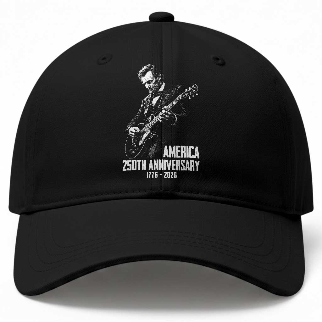 America 250th Anniversary Abraham Lincoln Rock Star Baseball Cap Funny Electric Guitar Player 1776 to 2026 Semiquincentennial TS02 Print Your Wear