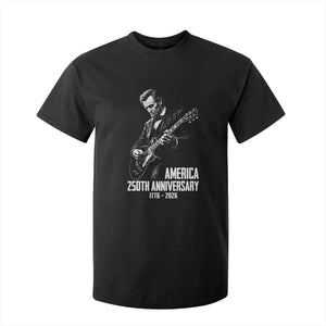 America 250th Anniversary Abraham Lincoln Rock Star T Shirt For Kid Funny Electric Guitar Player 1776 to 2026 Semiquincentennial TS02 Black Print Your Wear