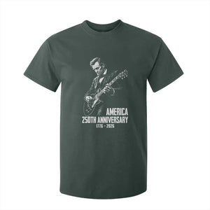 America 250th Anniversary Abraham Lincoln Rock Star T Shirt For Kid Funny Electric Guitar Player 1776 to 2026 Semiquincentennial TS02 Dark Forest Green Print Your Wear