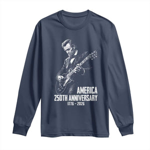 America 250th Anniversary Abraham Lincoln Rock Star Long Sleeve Shirt Funny Electric Guitar Player 1776 to 2026 Semiquincentennial TS02 Navy Print Your Wear