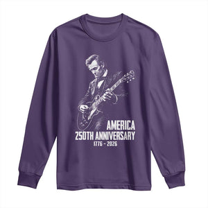 America 250th Anniversary Abraham Lincoln Rock Star Long Sleeve Shirt Funny Electric Guitar Player 1776 to 2026 Semiquincentennial TS02 Purple Print Your Wear