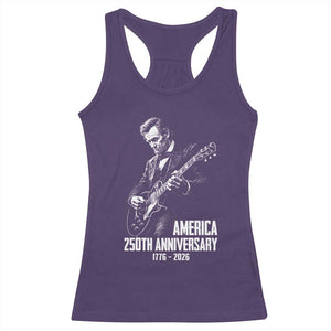 America 250th Anniversary Abraham Lincoln Rock Star Racerback Tank Top Funny Electric Guitar Player 1776 to 2026 Semiquincentennial TS02 Purple Print Your Wear