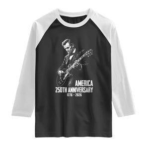 America 250th Anniversary Abraham Lincoln Rock Star Raglan Shirt Funny Electric Guitar Player 1776 to 2026 Semiquincentennial TS02 Black White Print Your Wear
