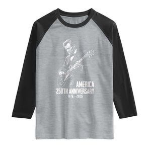America 250th Anniversary Abraham Lincoln Rock Star Raglan Shirt Funny Electric Guitar Player 1776 to 2026 Semiquincentennial TS02 Heather Gray Black Print Your Wear