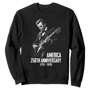 America 250th Anniversary Abraham Lincoln Rock Star Sweatshirt Funny Electric Guitar Player 1776 to 2026 Semiquincentennial TS02 Black Print Your Wear