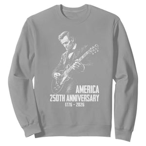America 250th Anniversary Abraham Lincoln Rock Star Sweatshirt Funny Electric Guitar Player 1776 to 2026 Semiquincentennial TS02 Sport Gray Print Your Wear