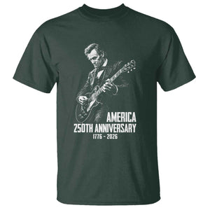 America 250th Anniversary Abraham Lincoln Rock Star T Shirt Funny Electric Guitar Player 1776 to 2026 Semiquincentennial