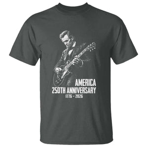 America 250th Anniversary Abraham Lincoln Rock Star T Shirt Funny Electric Guitar Player 1776 to 2026 Semiquincentennial